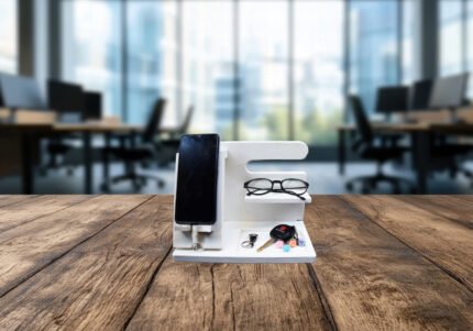 Custom Wooden Docking Station Perfect Gift for Men, Personalized Desk Docking Station Custom Organizer for Him, Personalized Nightstand Organizer – Phone, Wallet, Glasses, Watch & Key Holder